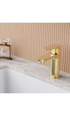 Dalkey Basin Mixer with Push Button Waste (Brushed Brass)