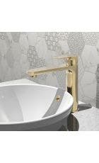 Dalkey Tall Basin Mixer with Push Button Waste (Brushed Brass)