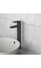 Grafton Tall Basin Mixer with Push Button Waste (Matt Black)