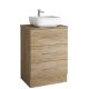 Acuario Plus 600mm Floor Standing 3 Drawer Vanity (Natural Oak) with Countertop