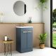 Galway 500mm 2 Door Floor Standing Vanity with Brushed Brass Handles and 1 Taphole Basin (Midnight Blue)