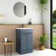 Galway 500mm 2 Door Floor Standing Vanity with Black Handles and 1 Taphole Basin (Midnight Blue)