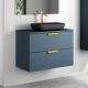 Dublin 500mm Wall Hung Vanity with Countertop & Brushed Brass Handles (Midnight Blue)