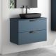 Dublin 500mm Wall Hung Vanity with Countertop & Black Handles (Midnight Blue)