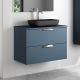 Dublin 500mm Wall Hung Vanity with Countertop & Chrome Handles (Midnight Blue)