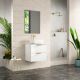 Dublin 500mm Wall Hung Vanity with Countertop & Brushed Brass Handles (Gloss White)