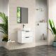 Dublin 500mm Wall Hung Vanity with Countertop & Black Handles (Gloss White)