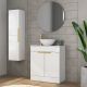 Galway 500mm Floor Standing Vanity with Countertop & Brushed Brass Handles (Gloss White)