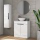 Galway 500mm Floor Standing Vanity with Countertop & Black Handles (Gloss White)