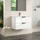 Dublin 800mm 2 Drawer Wall Hung Vanity with Black Handles and 1 Taphole Basin (White Gloss)