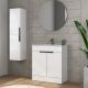 Galway 600mm 2 Door Floor Standing Vanity with Black Handles and 1 Taphole Basin (White Gloss)