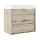 Midi 500mm Wall Hung 2 Drawer Vanity with 1 Taphole Basin & Chrome Handles (Oak)