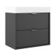 Midi 500mm Wall Hung 2 Drawer Vanity with 1 Taphole Basin & Chrome Handles (Ceniza)