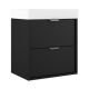 Midi 500mm Wall Hung 2 Drawer Vanity with 1 Taphole Basin & Chrome Handles (Black)