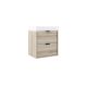 Midi 500mm Wall Hung 2 Drawer Vanity and Basin with Black Handles (Oak)