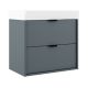 Midi 500mm Wall Hung 2 Drawer Vanity with 1 Taphole Basin & Black Handles (Avio)