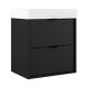 Midi 500mm Wall Hung 2 Drawer Vanity with 1 Taphole Basin & Black Handles (Black)