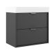 Midi 600mm Wall Hung 2 Drawer Vanity with 1 Taphole Basin & Chrome Handles (Ceniza)