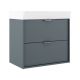 Midi 600mm Wall Hung 2 Drawer Vanity with 1 Taphole Basin & Chrome Handles (Avio)