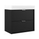 Midi 600mm Wall Hung 2 Drawer Vanity with 1 Taphole Basin & Chrome Handles (Black)