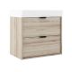 Midi 600mm Wall Hung 2 Drawer Vanity with 1 Taphole Basin & Black Handles (Oak)