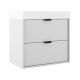 Midi 600mm Wall Hung 2 Drawer Vanity with 1 Taphole Basin & Black Handles (Matt White)