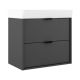 Midi 600mm Wall Hung 2 Drawer Vanity with 1 Taphole Basin & Black Handles (Ceniza)