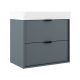 Midi 600mm Wall Hung 2 Drawer Vanity with 1 Taphole Basin & Black Handles (Avio)