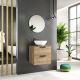 Dublin 500mm Wall Hung Vanity with Countertop & Black Handles (Natural Oak)