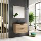 Dublin 800mm Wall Hung Vanity with Countertop & Black Handles (Natural Oak)