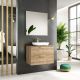 Dublin 800mm Wall Hung Vanity with Countertop & Brushed Brass Handles (Natural Oak)