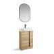 Versa 550mm 3 Door Floor Standing Vanity and Basin with Black Handles (Natural Oak)