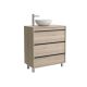 Salgar Attila 600mm 3 Drawer Floor Standing Vanity and Countertop without Basin (Natural)