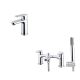 Dalkey Basin Mixer with Clicker Waste and Bath Shower Mixer (Chrome)