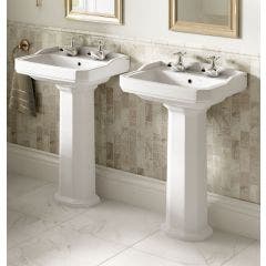 Roxton 530mm 2 Taphole Basin with Full Pedestal