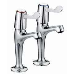 Bristan High Neck Pillar Taps with 3" (76mm) Levers (Chrome)