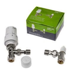 Arcas 16mm Angle Thermostatic Radiator Valve (TRV) for Multilayer Pipe