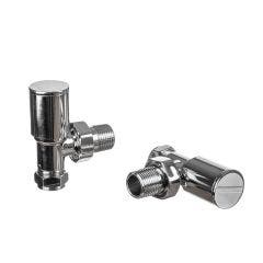 15mm Angled Round Head Chrome Radiator Valve (Pair)