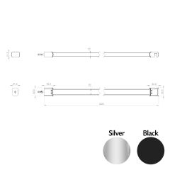 Flair Wetroom 1000mm Straight Stabilising Bar (Matt Black)