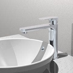 Dalkey Tall Basin Mixer with Push Button Waste (Chrome)