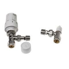 Tevan 1/2" Angled Thermostatic Radiator Valve (TRV) & Lockshield Pack